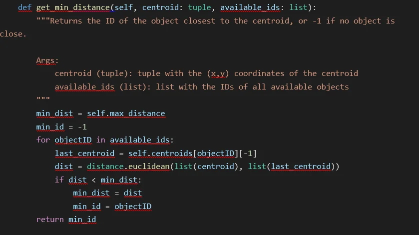 append the centroid to the closest object example