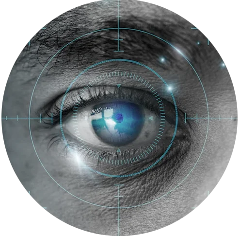 eye with computer vision representation on it