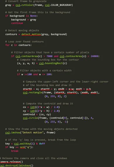 motion detection using background subtraction continuation