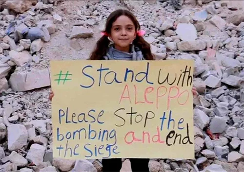 syrian girl with antiwar message