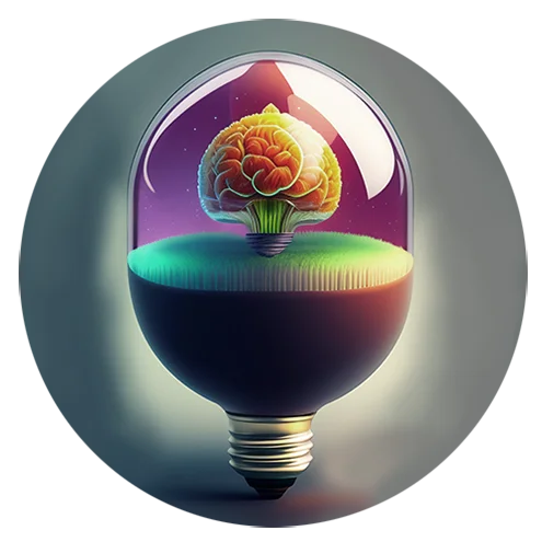 image of lightbulb with brain inside generated by artificial intelligence