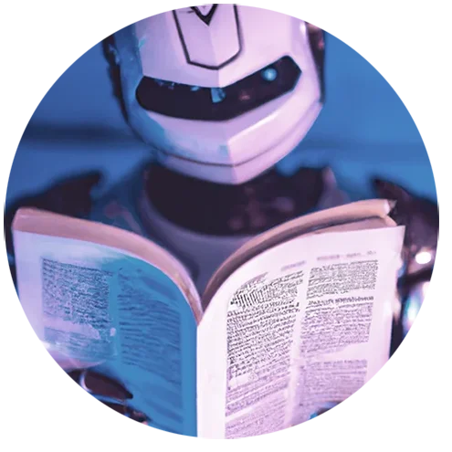 picture of robot reading representing nlp