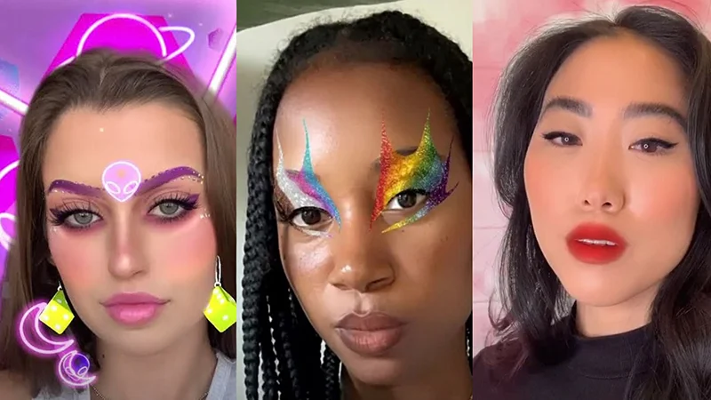 three women using instagram's beauty filters