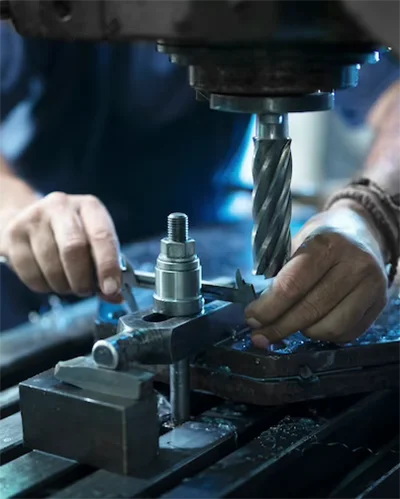 male hands using an industrial machine