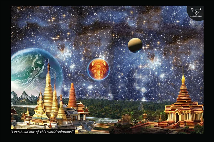 ai and photoshop composed image of thailand as an space landscape