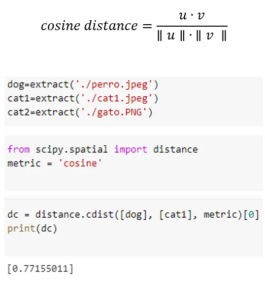 distance between vectors