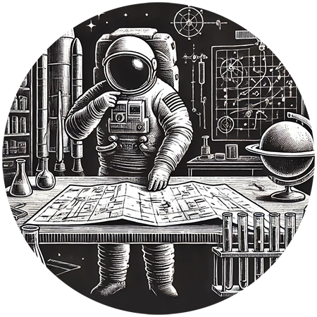 illustration of an astronaut looking a map