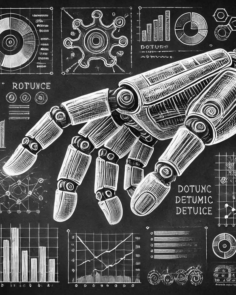 illustration of a robot hand touching a data interface