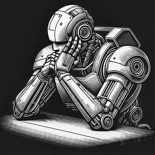 illustration of a robot thinking